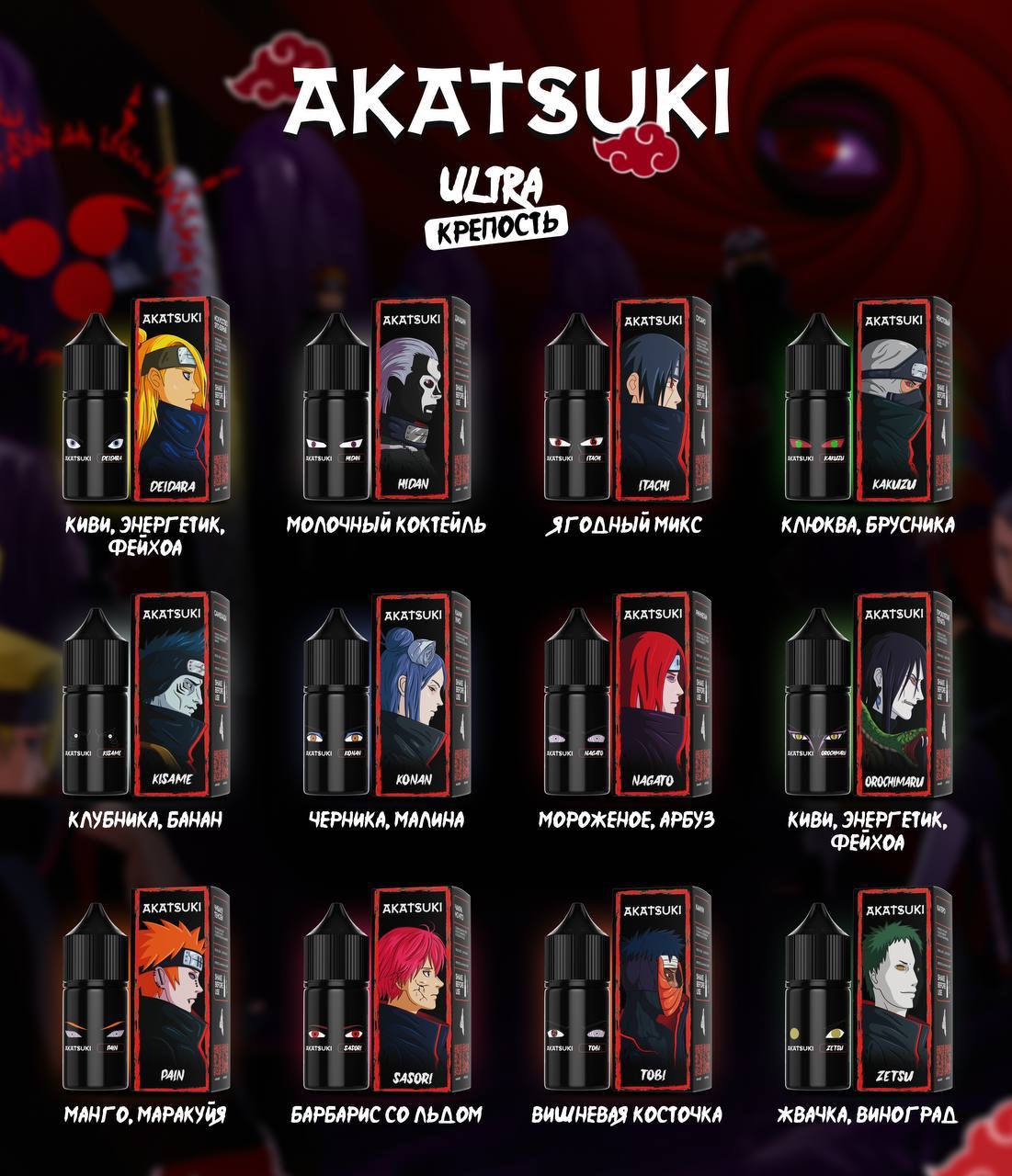 AKATSUKI - 30ML/50MG (KONAN - Сладкая Малина с Черникой)